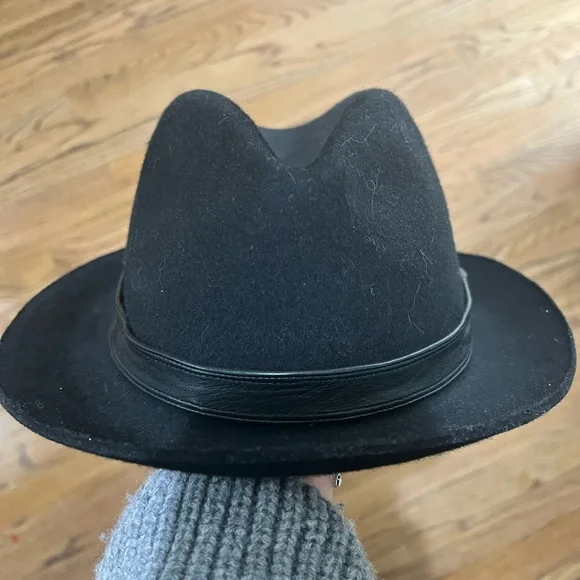 John Varvatos Black Fedora Hat Size S/M - Picture 1 of 5